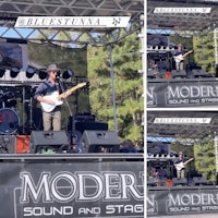 a group of people playing music on a stage